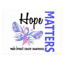 Hope Matters Butterfly Male Breast Cancer Postcards