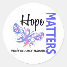 Hope Matters Butterfly Male Breast Cancer Round Stickers