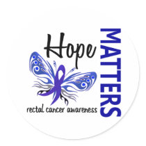 Hope Matters Butterfly Rectal Cancer Round Sticker
