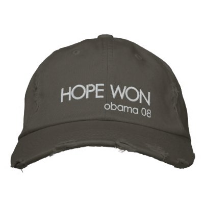 HOPE WON, obama 08 embroidered hats