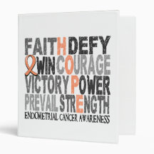 Hope Word Collage Endometrial Cancer 3 Ring Binders