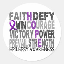 Hope Word Collage Epilepsy Round Sticker