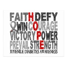 Hope Word Collage Juvenile Diabetes Post Card