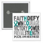 Hope Word Collage PCOS Pinback Buttons