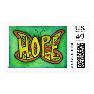 Hope Word Green Butterfly Art Custom Postage Stamp