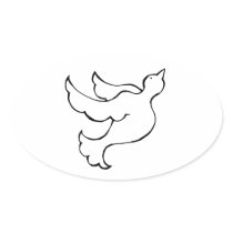 Hopeful bird in flight symbol line drawing art stickers