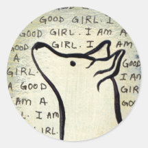 Hopeful dog claims, "I am a good girl." Sticker