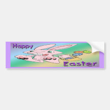 Hopping Easter Bunny Bumper Stickers