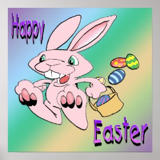 Hopping Easter Bunny Poster print