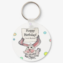 Hoppy Birthday Bunreal Cute Personalized Keychains by zooogle Hoppy Birthday Bunreal Cute Personalized Keychains