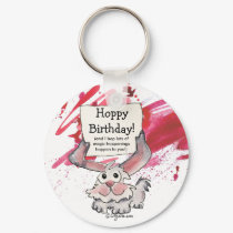 Hoppy Birthday Cute Personalized Keychains by zooogle Hoppy Birthday Cute Personalized Keychains