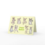 Hoppy Easter Cartoon Rabbits Greeting Card cards