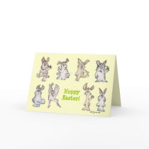 Hoppy Easter Cartoon Rabbits Greeting Card