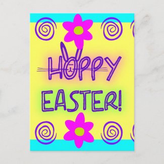 Hoppy Easter With Bunny Face & Ears postcard