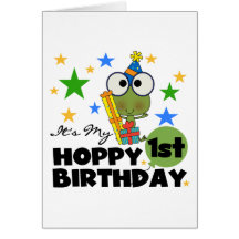Hoppy Frog 1st Birthday T shirts and Gifts Cards