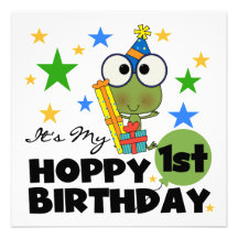 Hoppy Frog 1st Birthday T shirts and Gifts Announcement