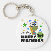 Hoppy Frog 1st Birthday T shirts and Gifts Keychains