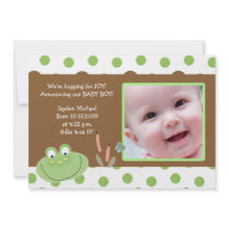 HOPPY FROG Baby Photo birth Announcement invitations