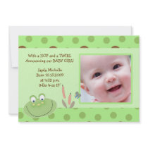 HOPPY FROG Baby Photo birth Announcement invitations