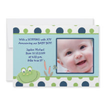 HOPPY FROG Baby Photo birth Announcement invitations