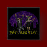Hoppy Mew Year Square Button buttons