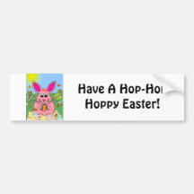 Hoppy Pink Bunny Day Bumper Sticker