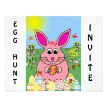 Hoppy Pink Bunny Day Custom Invitations