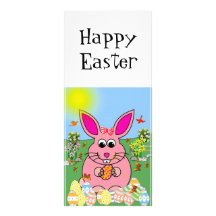Hoppy Pink Bunny Day Personalized Rack Card