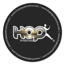 hoptopuertorico round sticker (black)