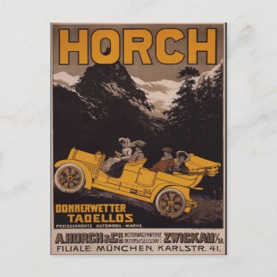 HORCH Automobile Postcards by MyOtherPlanet