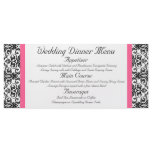 Horiz.Victorian Fuchsia Pink and White Damask Menu rack cards