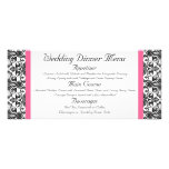 Horiz.Victorian Fuchsia Pink and White Damask Menu rack cards