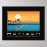 Horizon tropical sunset palm trees motivational posters