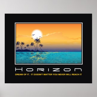 Horizon tropical sunset palm trees motivational print