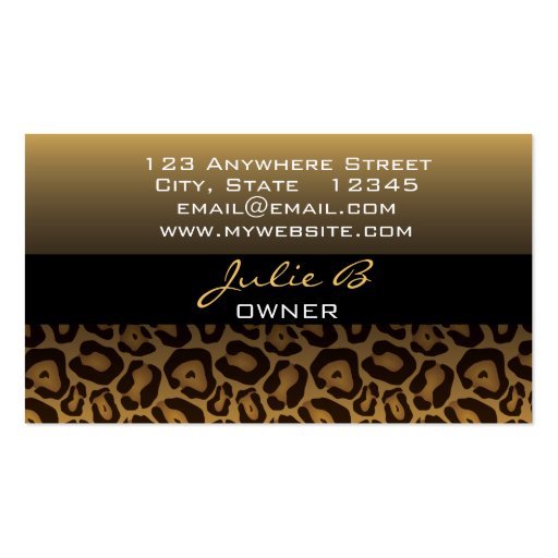 Horizontal Leopard Print Business Card (back side)