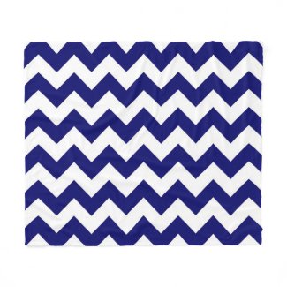 Horizontal Navy and White Zigzag Fleece Blanket