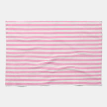Horizontal Stripes - Pale Pink and Carnation Pink Hand Towels
