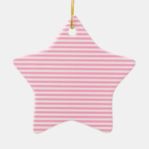Horizontal Stripes - Pale Pink and Carnation Pink Christmas Ornaments