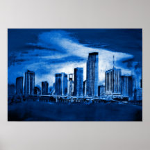 Horizonte de Miami en azul Posters