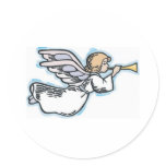 Horn Blowing Angel Round Sticker