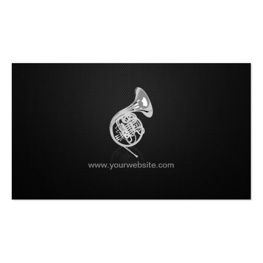 Horn Player - Professional Premium Black Mesh Business Card Templates (back side)