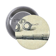 Horn-rimmed spectacles - telescope Ukiyo-e. Pinback Button