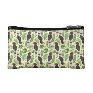 The Tropical Hornbill Pattern Cosmetic Bag The Tropical Hornbill Pattern Printed on Merchandise Illustration by Haidi Shabrina