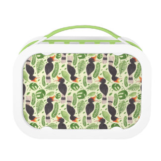 The Tropical Hornbill Pattern Lunch Box The Tropical Hornbill Pattern Printed on Merchandise Illustration by Haidi Shabrina