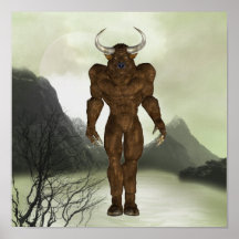 Horned Minotaur Poster