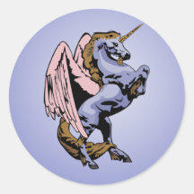 Horned Pegasus Round Stickers