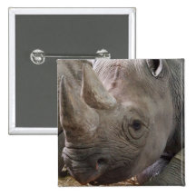 Horned Rhino  Button