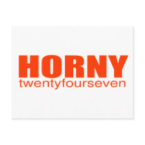Horny 24/7 - Funny Comedy Offensive Rude Sex postcards