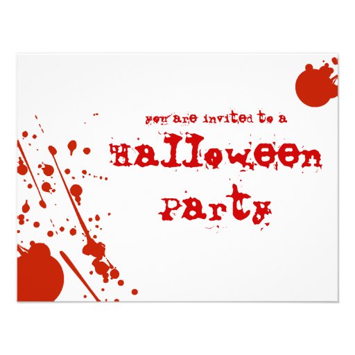 Horror Blood Splatters White Halloween Invitation