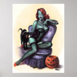 Horror Zombies Halloween Zombie Pinup Girl Poster